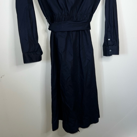 I. Crew Long Dress Black Long Sleeve Poplin Shirtdress Cotton Size 8 - Picture 8 of 13